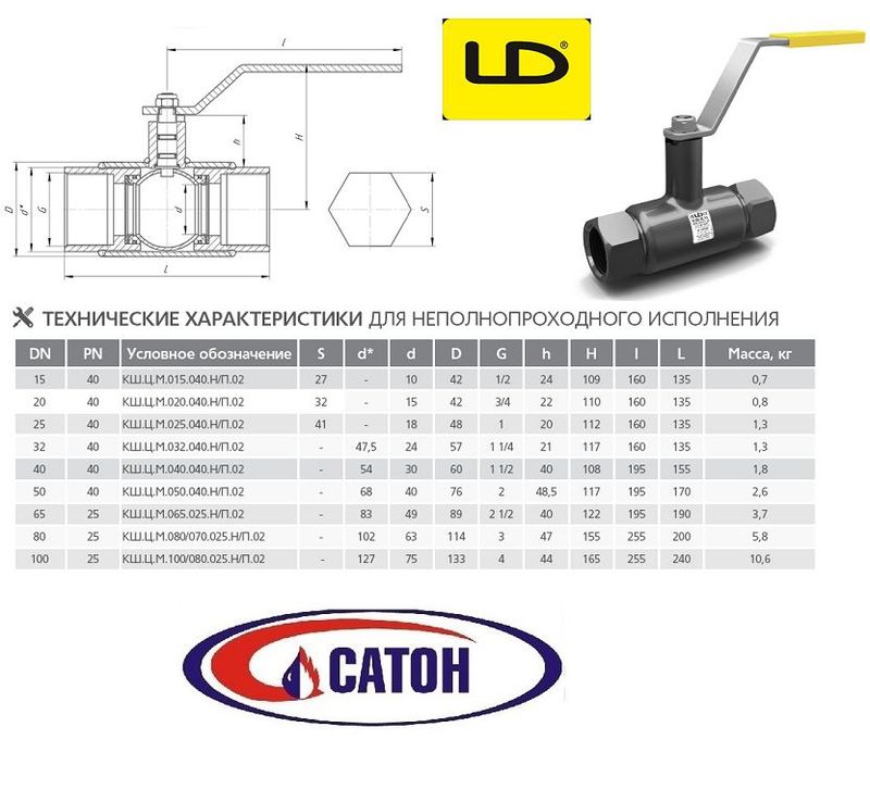 Кран LD КШ.Ц.М.100.025.Н/П.02 Ду100 Ру25 ст.20 Муфта/Муфта