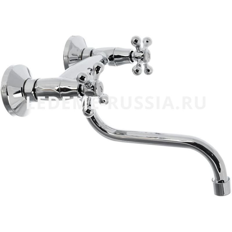 Смеситель для кухни L4608 пристенный. ниж.излив LEDEME маховик-крест с АЭРАТОРОМ