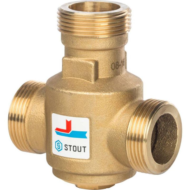 STOUT Термостатический смесительный клапан G 1 1/4" НР 55°С Kvs 9м3/час