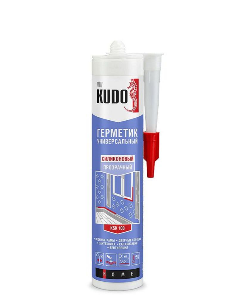 Герметик KUDO KSK-100 силиконовый УНИВЕРСАЛЬНЫЙ ПРОЗРАЧНЫЙ 280мл (12шт)