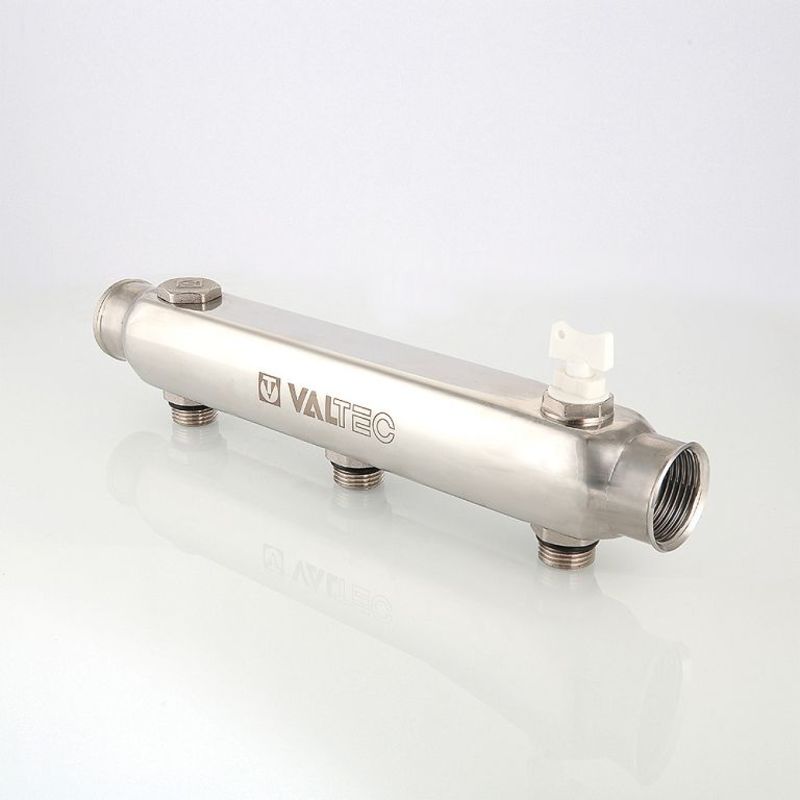 Коллектор НР из нерж. стали с МО расстоянием выходов 100 мм 1",6x1/2" VALTEC